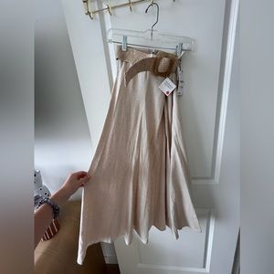 Zara Linen Blend Midi Skirt - NEW with Tags